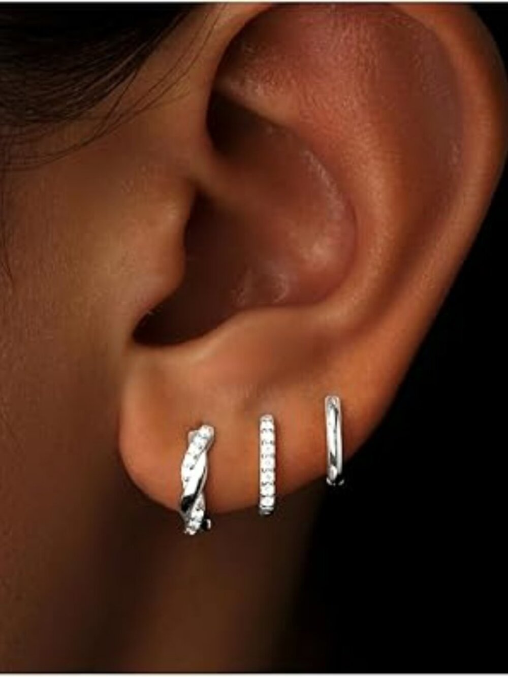 NEW 6 pc Set Huggie Style Hoop Earrings Set Hypoallergenic Dainty Chunky Jewelry